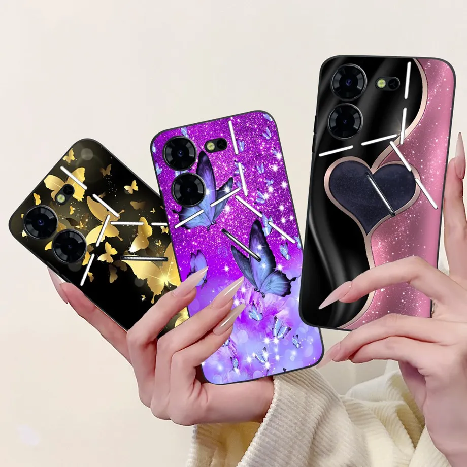 لينة ماتي سيليكون الغطاء الخلفي ل Tecno Pova 5 برو 5 جرام LH8n جراب هاتف الرخام القوطية نمط زوجين الكرتون كابا ل Pova5 5 برو