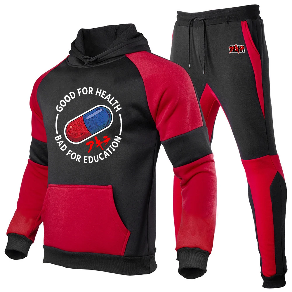 2025 Men's Japanese Anime Akira Logo Print Spring And Autumn Comfortable Best Seller Color Blocking Hoodies Pants Suits