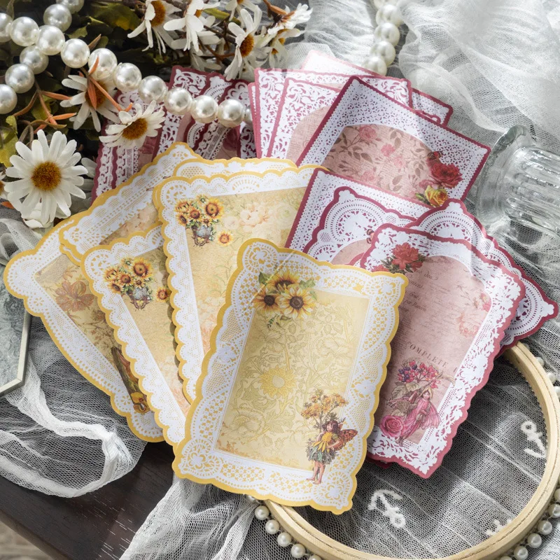 20 Sheets Forest Spirit Series Decorative Material Paper Retro Flower Fairy Lace Diy Handbook Base Collage Paper Planner