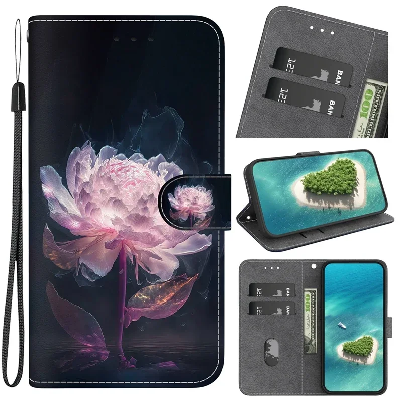 Für xiaomi redmi 12 fall bemalte leder flip stand telefon hülle für funda xiomi xiaomi redmi 12 redmi12 12c brieftasche coque