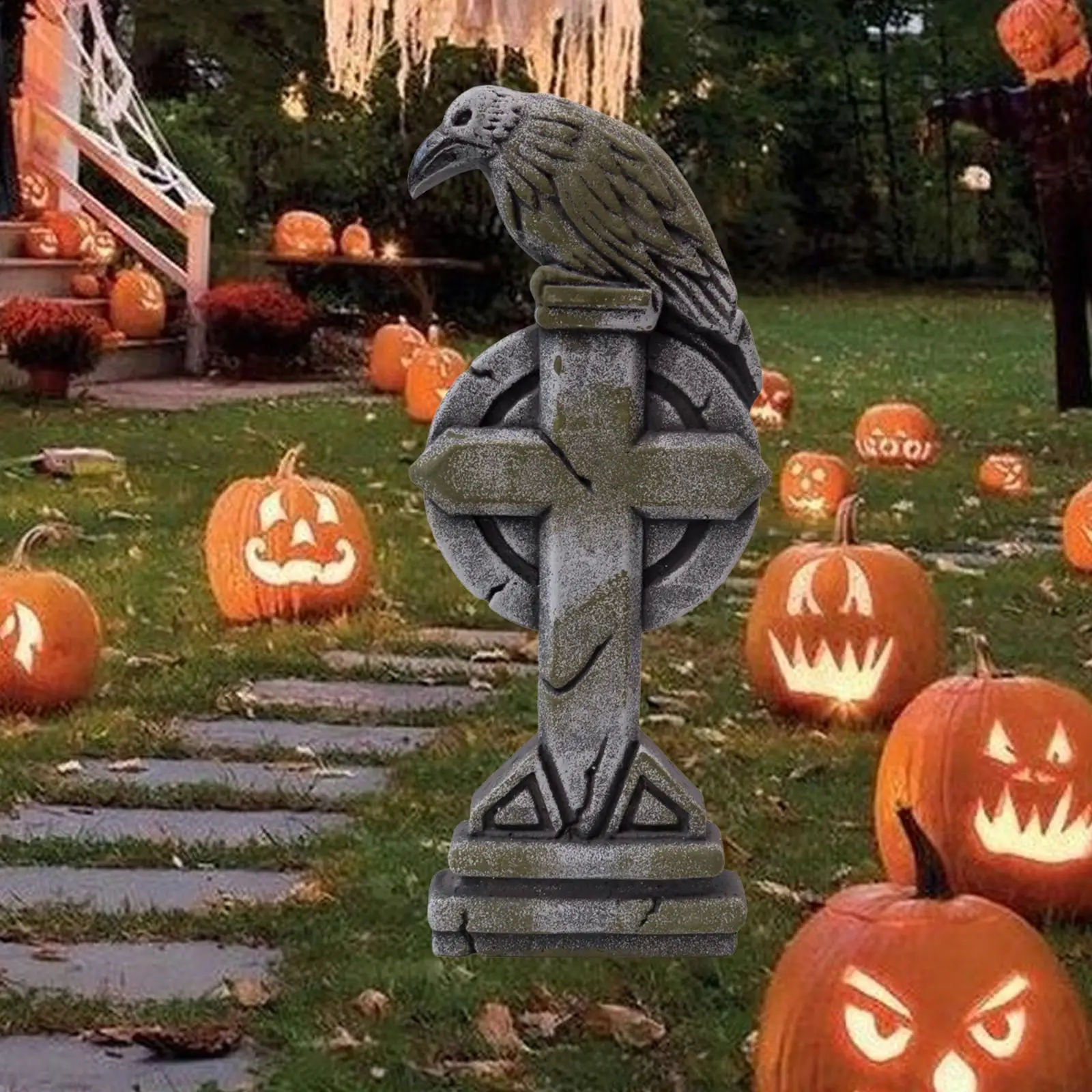 Пенопластовый надгробие на Хэллоуин, кривоковый крест, головной уголок, украшение для сада, знак для двора дома с колкой для могильного крыльца