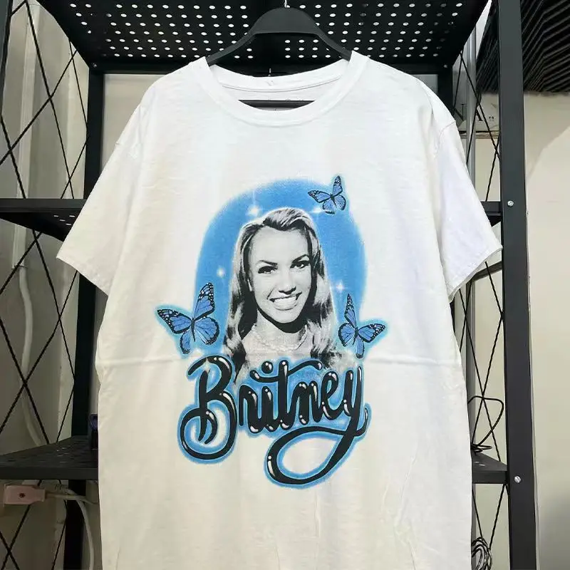 

Бритни Спирс, винтажные мужские и женские футболки из чистого хлопка с круглым вырезом и короткими рукавами для европейских и американских певцов