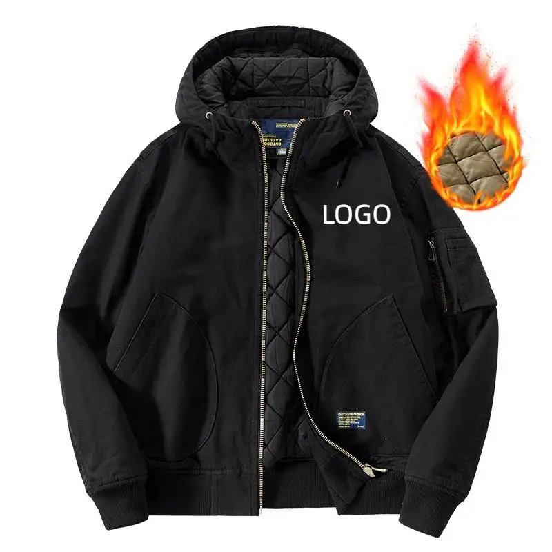 Outdoor Leisure Flying Hooded Jacket Men's Customized LOGO Loose Sports Workwear Hiking Camping Plus Size Jacket