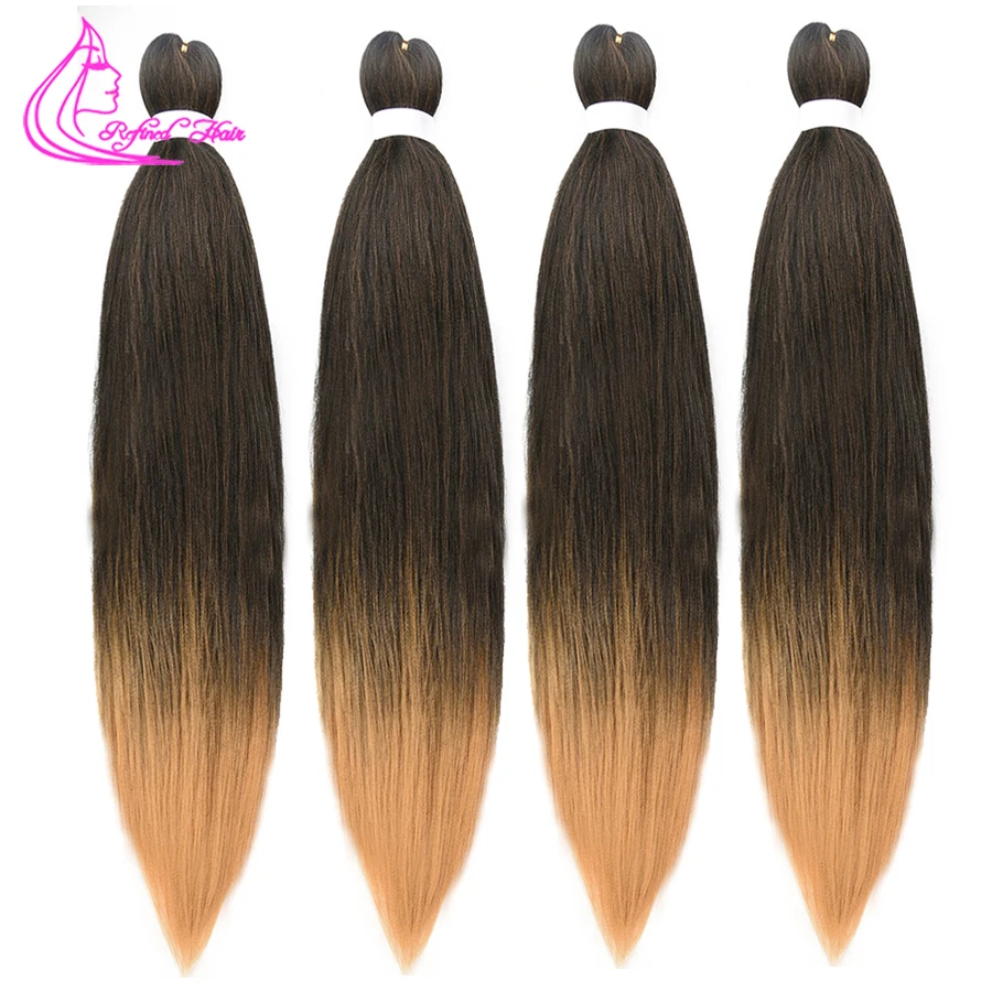 Easy braid pre stretched braiding hair Jumbo Braids Ombre Brown Synthetic Yaki Texture Crochet Hair Extensions For Black Woman