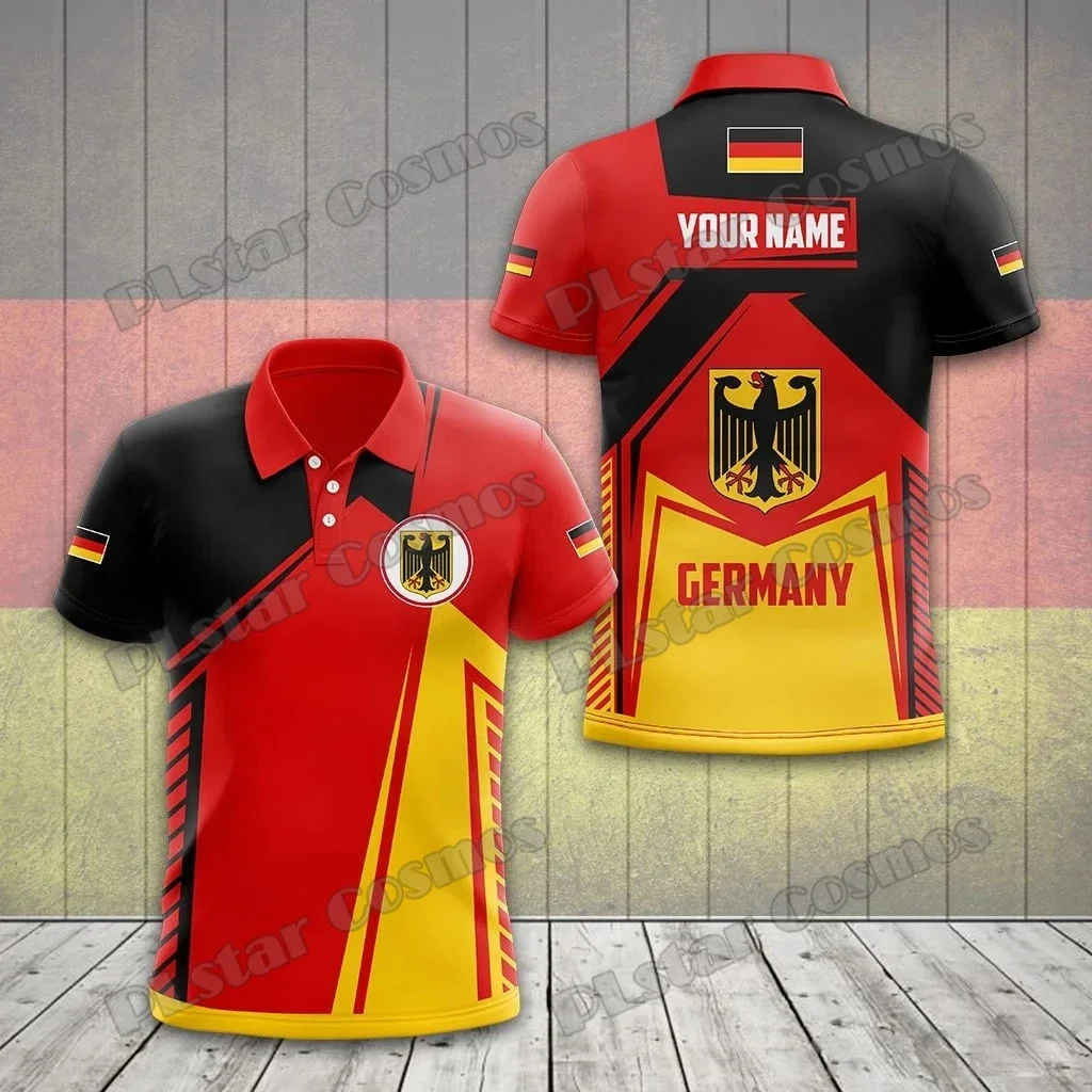 Custom Name Germany Lion & Coat Of Arms 3D Printed Men's Polo Shirt Summer Casual Short Sleeve Breathable Cool Polo Shirt PO30