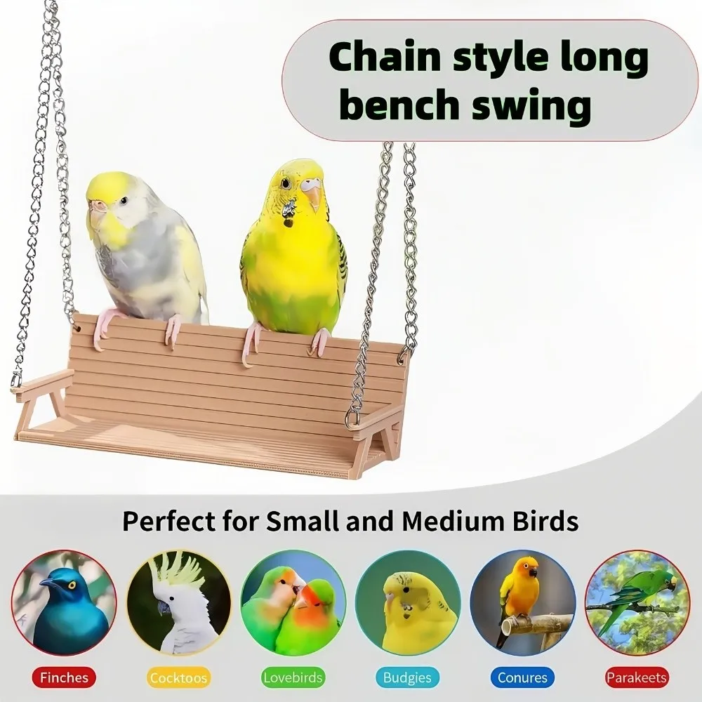 Funny Bench-Style Bird Swing with Chain Birdcage Decoration Interactive Bird Toy Creative Hamster Swing Toy Birdcage Accessories