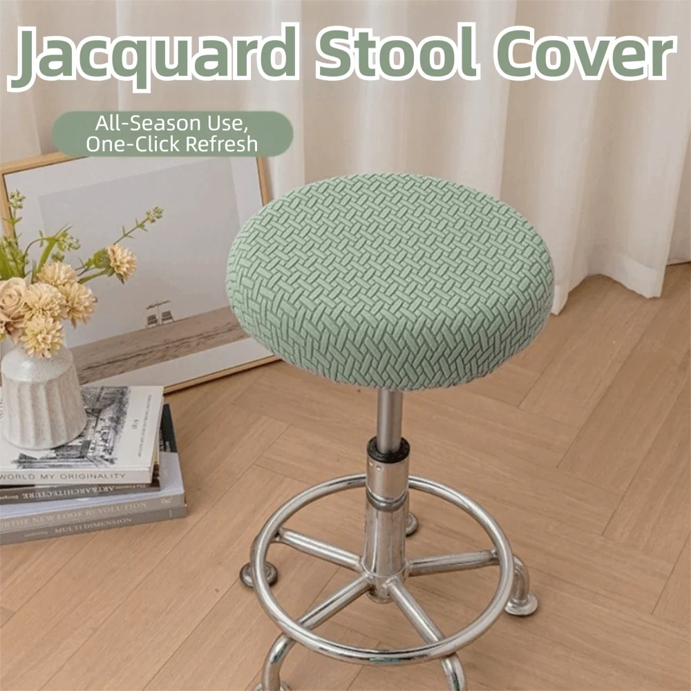 Stretchable Bar Round Stool Cover Soft Solid Color Swivel Chair Cover Elastic Breathable Round Stool Seat Cover Coffee Shop