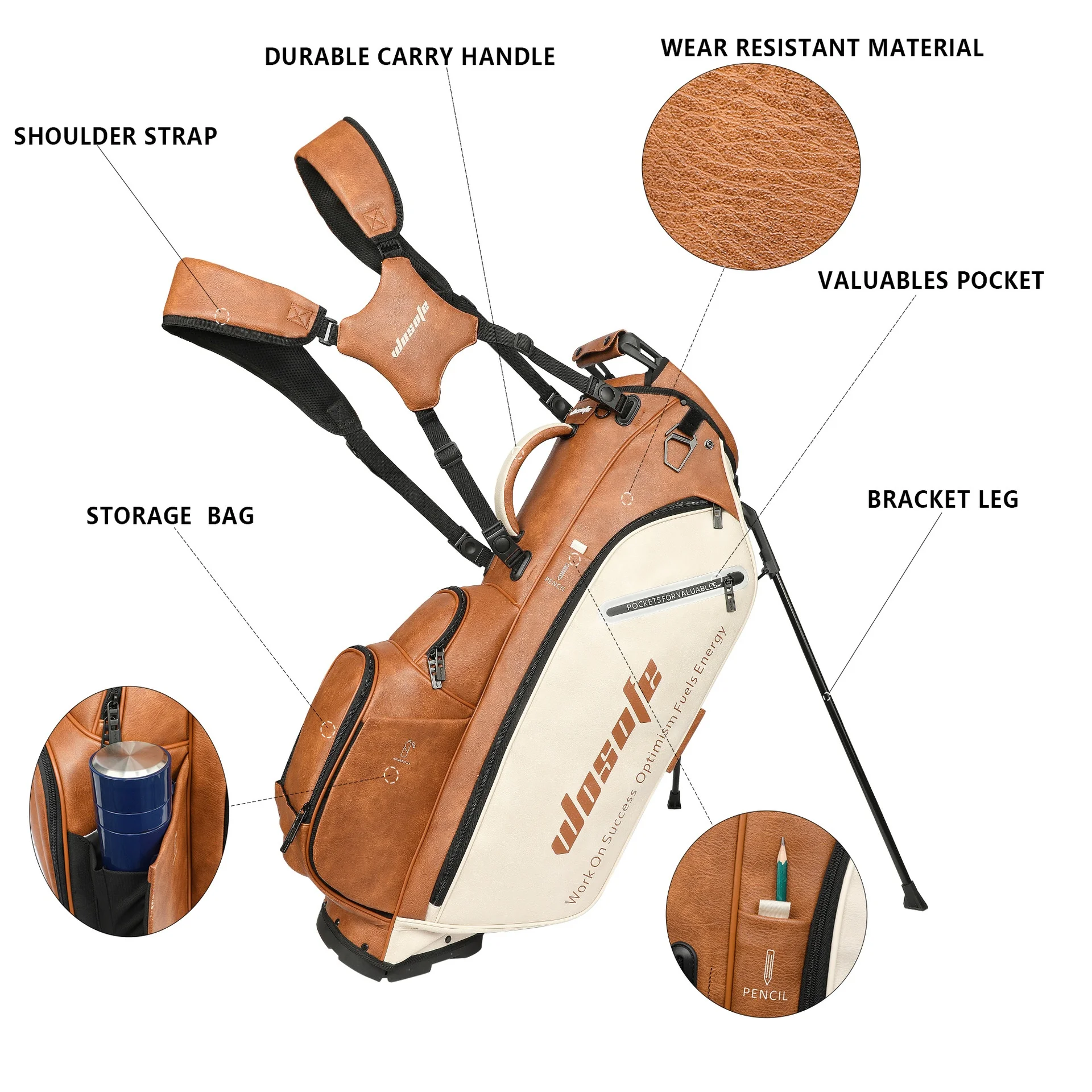 Direto do fabricante novo material pu suporte multifuncional saco de golfe à prova d'água transfronteiriço-conjunto completo capacidade do clube