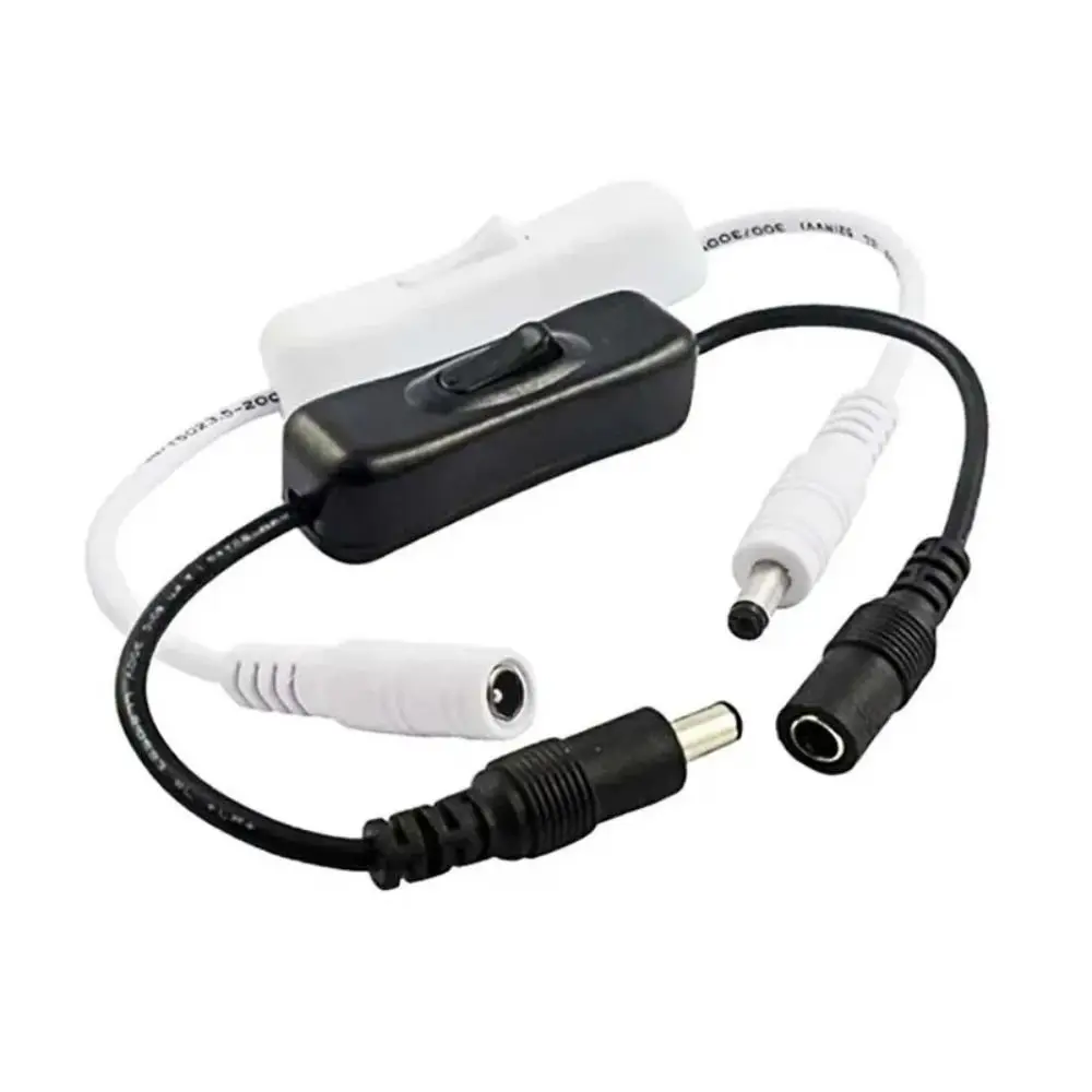 Switchgear DC 12V Light Switch Black White Plastic DC Connector Female Male Power Cable LED Strip Light