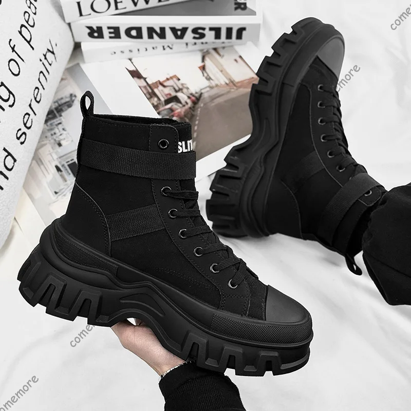 Men Sneakers High-top Boots Lace-up Ankle Shoes Male Skateboard Boots Size 37-44 Spring Autumn Fashion Shoes for Man