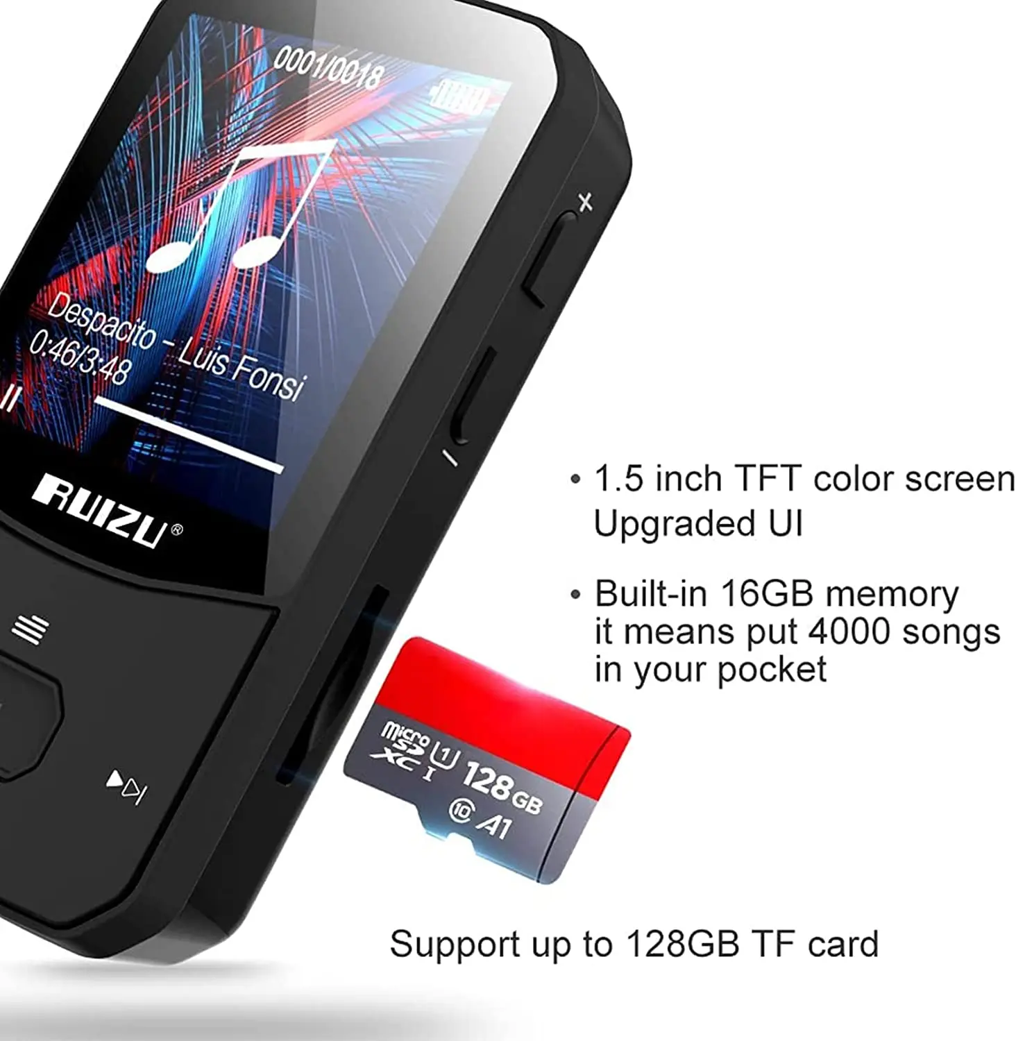 RUIZU X52 Portable Sport Bluetooth MP3 Music Player Clip Mini with Screen Support Pedometer Music Player плеер