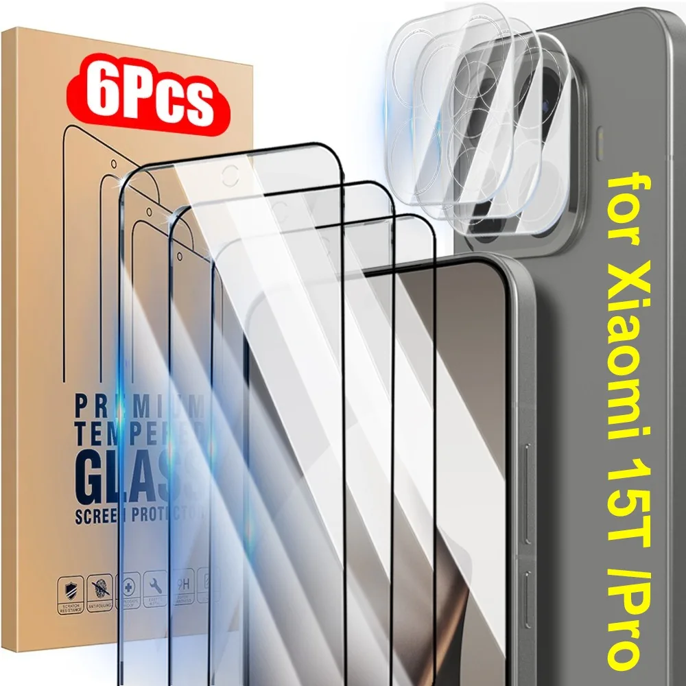

6in1 for Xiaomi 15T Pro Tempered Glass Front Screen Protector Camera Lens Glass HD Anti-scratch Protective Film for Xiaomi 15T