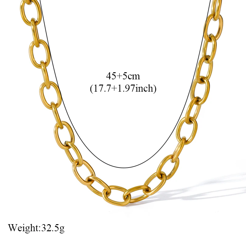 EILIECK 316L Edelstahl Metallketten-Halsketten-Armbänder-Set für Damen, trendige silberfarbene wasserdichte Schmuckstücke, Urlaubsgeschenk – Detail 3