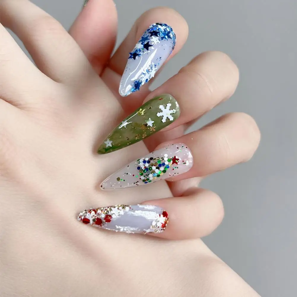 Glitter Nail Embellishments Festive Christmas Nail Glitter Sequins Snowflake Pentagram Irregular Shapes for Stunning Manicure