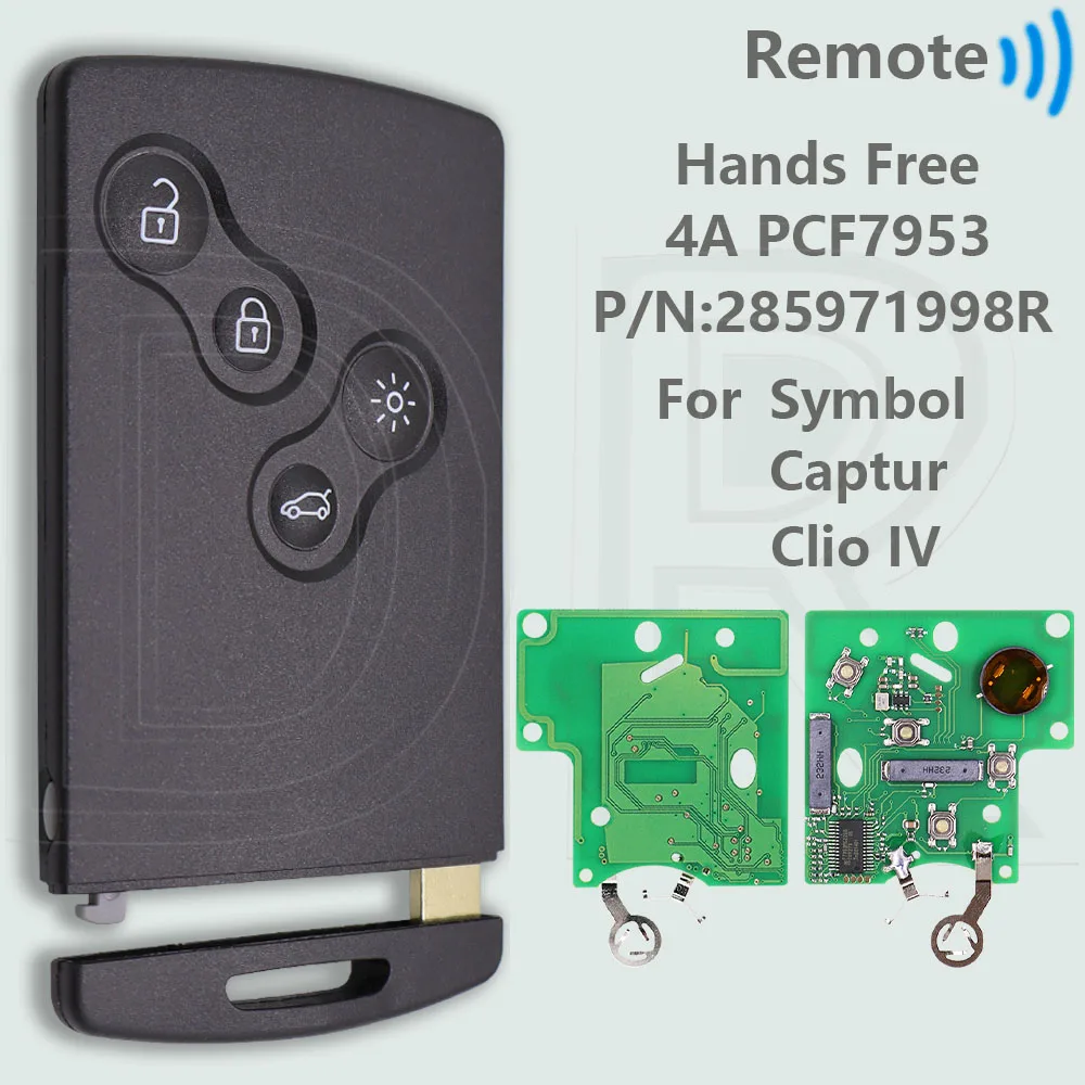 DR Half Smart/Handsfree ID46 4A PCF7953M Slimme Auto Afstandsbediening Sleutel Voor Renault Megane Laguna Grand Scenic fluence Clio IV Captur