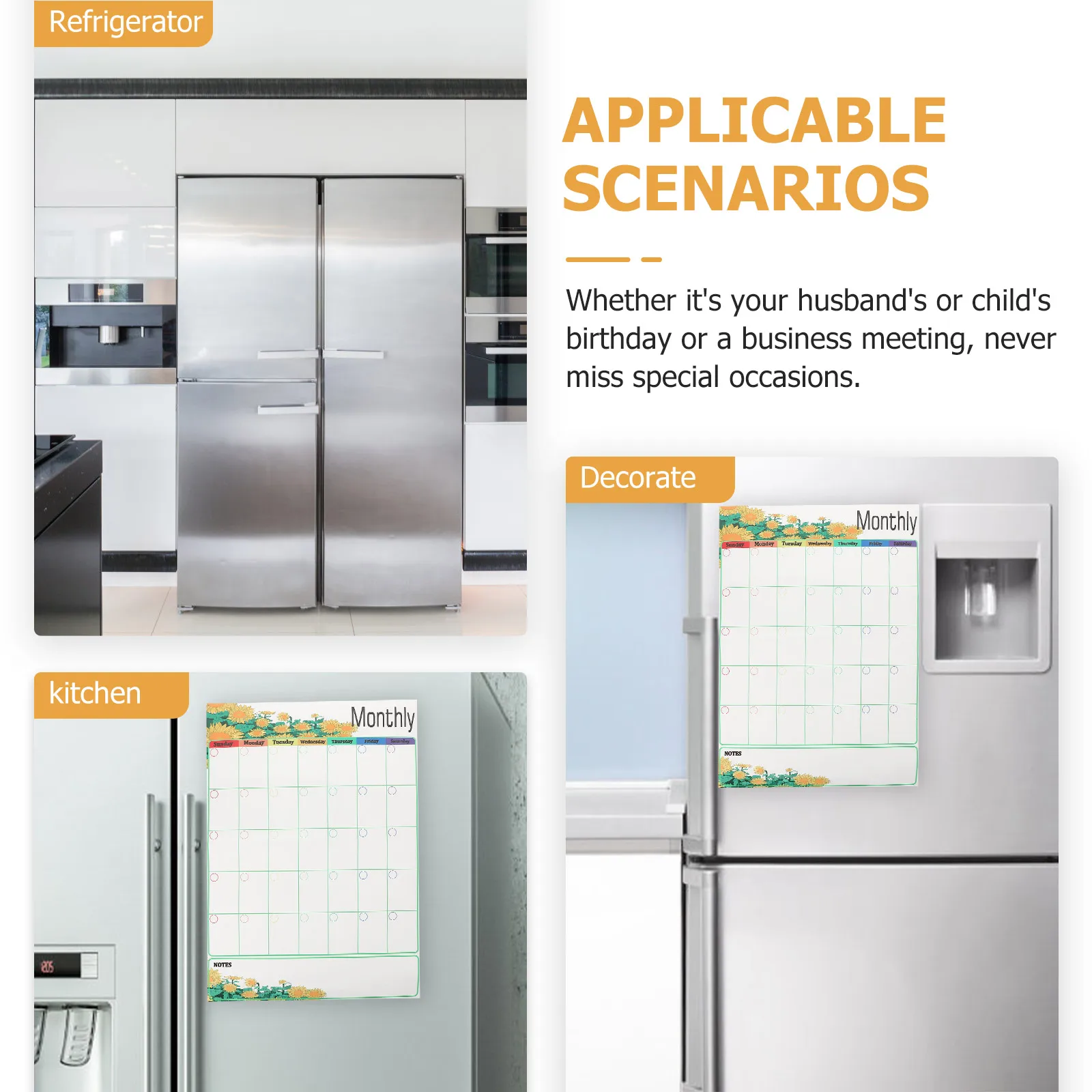 

Erasable Magnetic Fridge Calendar Whiteboard Set Monthly Planner for Refrigerator Kitchen Planning Schedule Reminder Boards