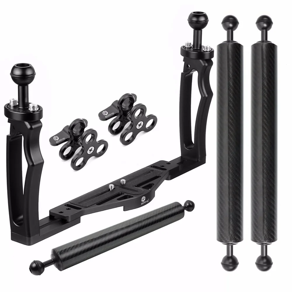 Tauchen DSLR Kamera käfig Dual Handheld Tray Halterung Buttery Clip Kohle faser Verlängerung sarm schwimmende Stativ halterung für Gopro 13 – Detail 36