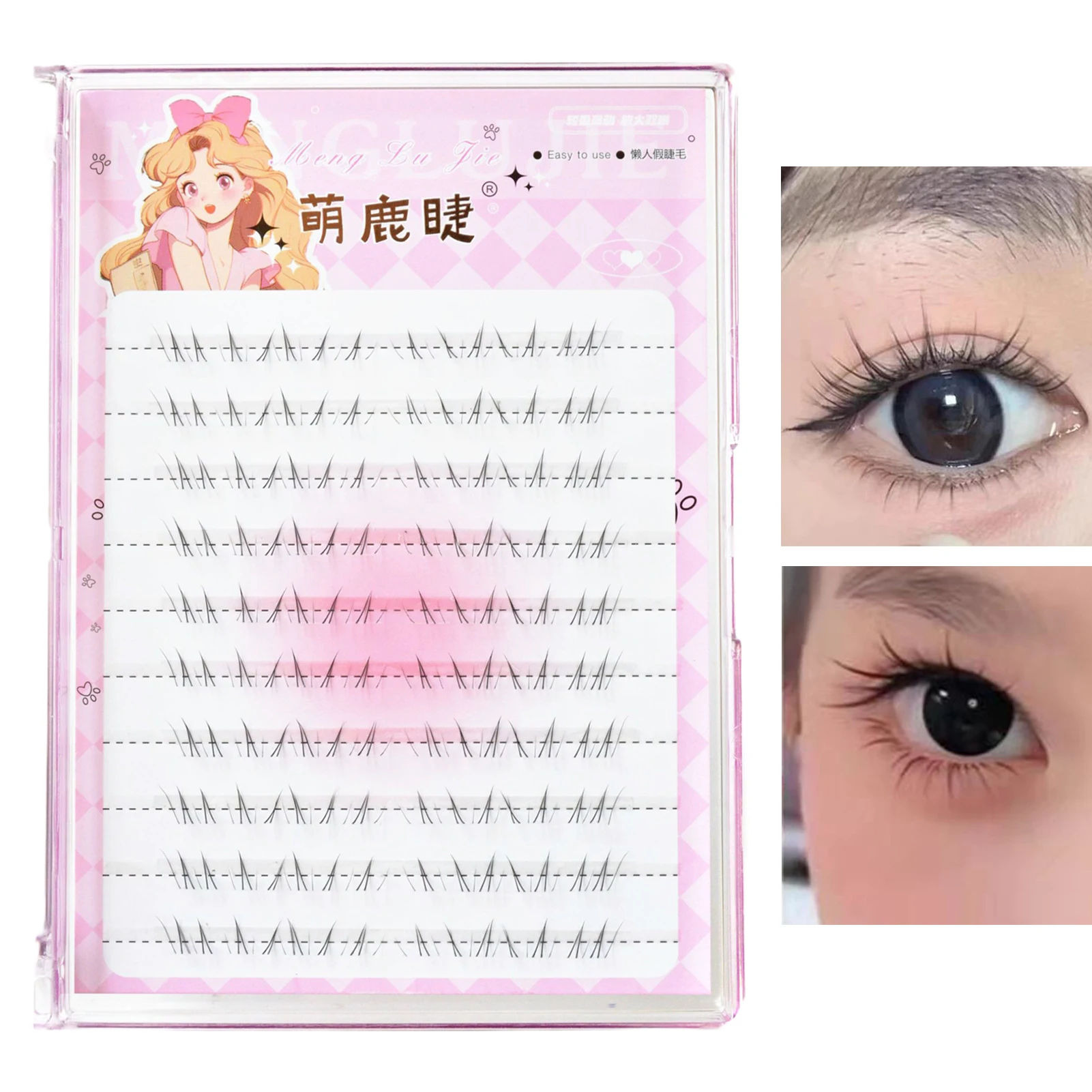Neue chinesische Manga untere falsche Wimpern transparentes Band einzelnes Cluster segmentiertes Design natürliche untere Wimpern tägliches Make-up