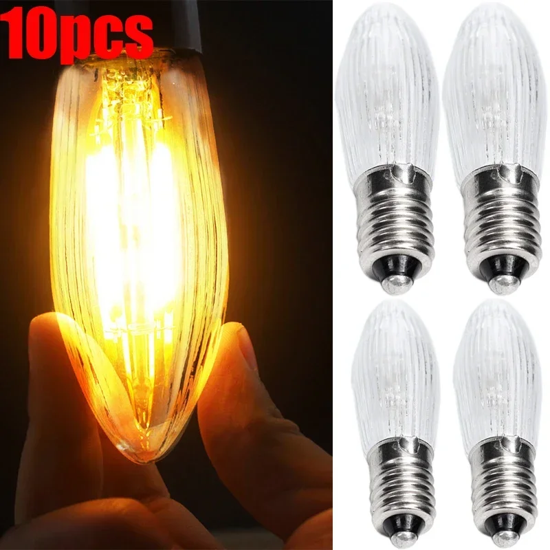 

1/10pcs 3W Warm Light Glass Bulbs Tapered Candles E10 LED Replacement Bulbs for Lights Candle Arch 8V 12V 14V 16V 23V 34V 48V 55