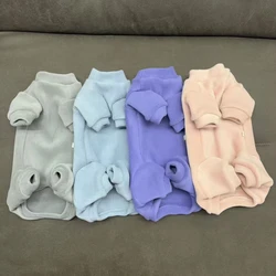 4-Legged Thick Fleece Coat for Sphynx Cat Long Sleeves Jumpsuit for Kittens Hariless Cat Solid Color Warm Sweatshirt in Winter