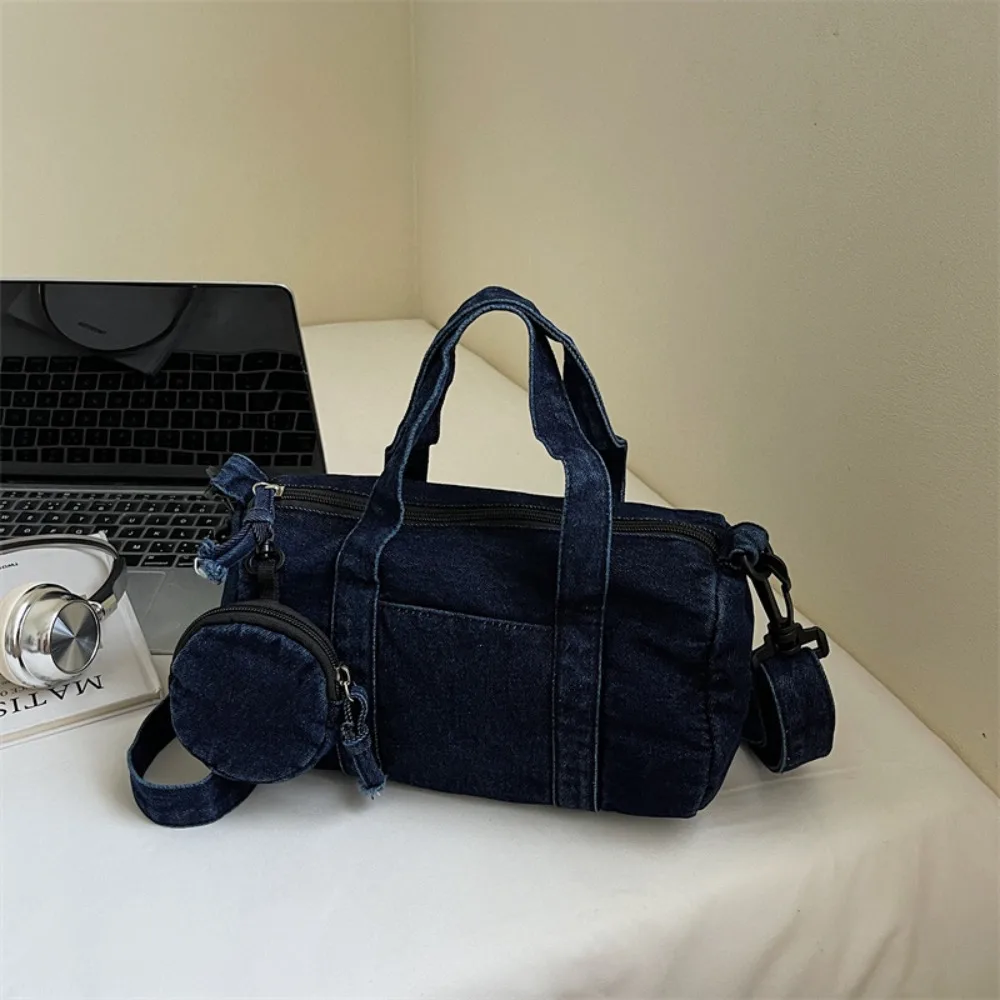 

Temperament American Style Denim Handbag Retro Adjustable Strap Denim Shoulder Bag Harajuku Zipper Casual Tote Bag Lady