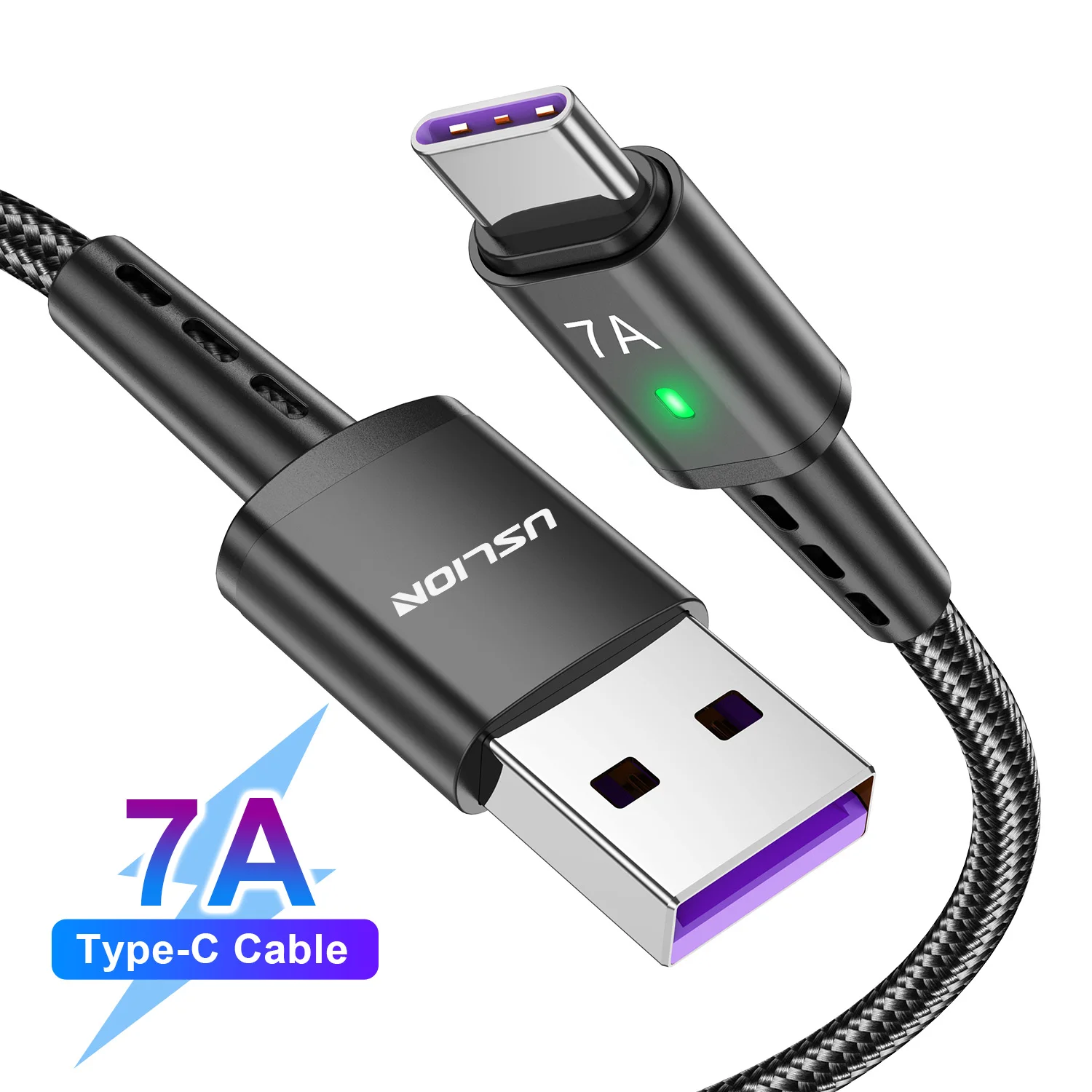 USLION 7A USB Fast Charging Type-C Cable For Huawei P50 P40 P30 Wire Charger Data Cord For Samsung Xiaomi Oneplus Realme POCO