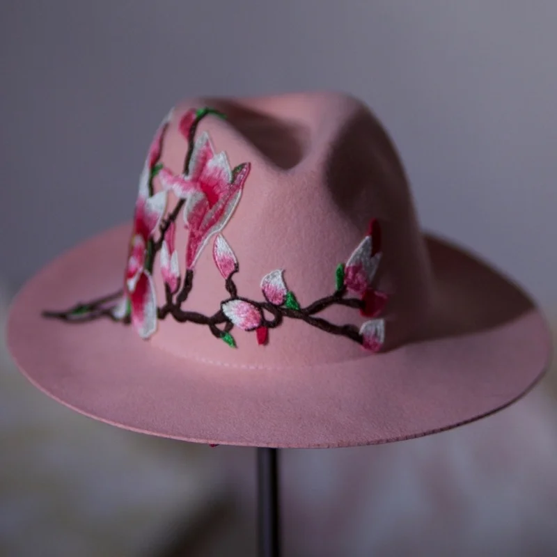 Embroidered DIY Fedora hat 3D wedding hat men's and women's jazz hat new suede hat new product Sombrero hat  product wholesale