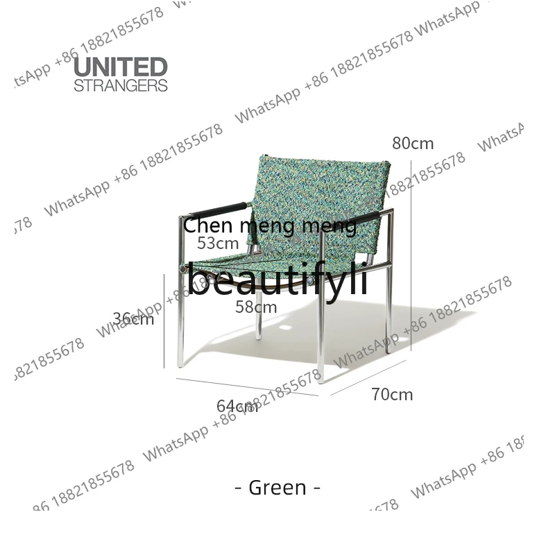 Modern simple light luxury armchair/Bauhaus single chair, stainless steel leisure chair  H