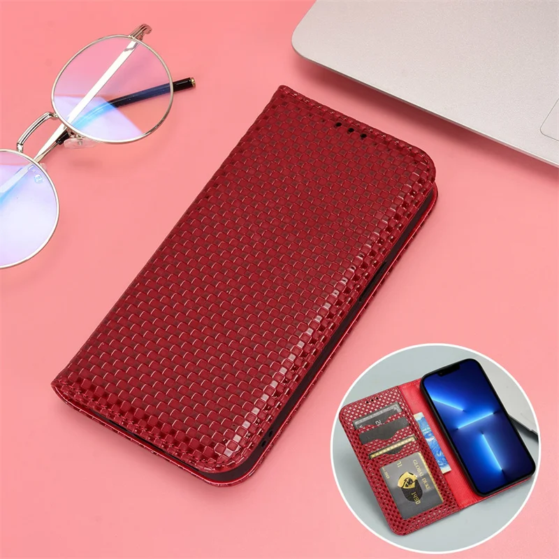 For ASUS ZenFone 8  Pearlescent Plaid Magnetic Phone Flip Cover Case Fashion Simple For ZS590KS Magnetic Leather Case Cover