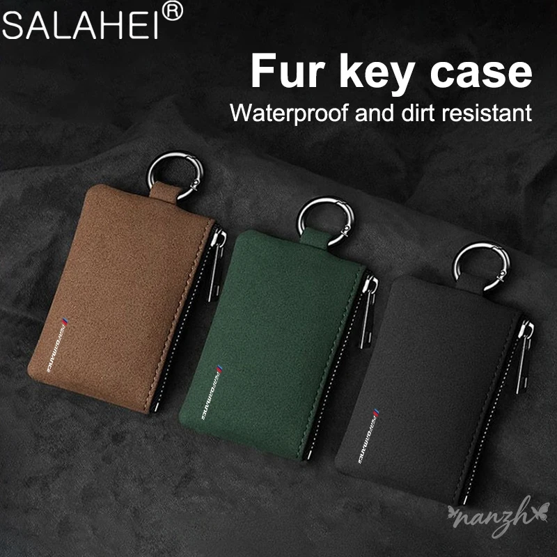 

Suede Car Key Case Keyring Mini Storage Bag Accessories For BMW performance BMW M Power Performance M3 M5 X1 X3 X5 X6 x7