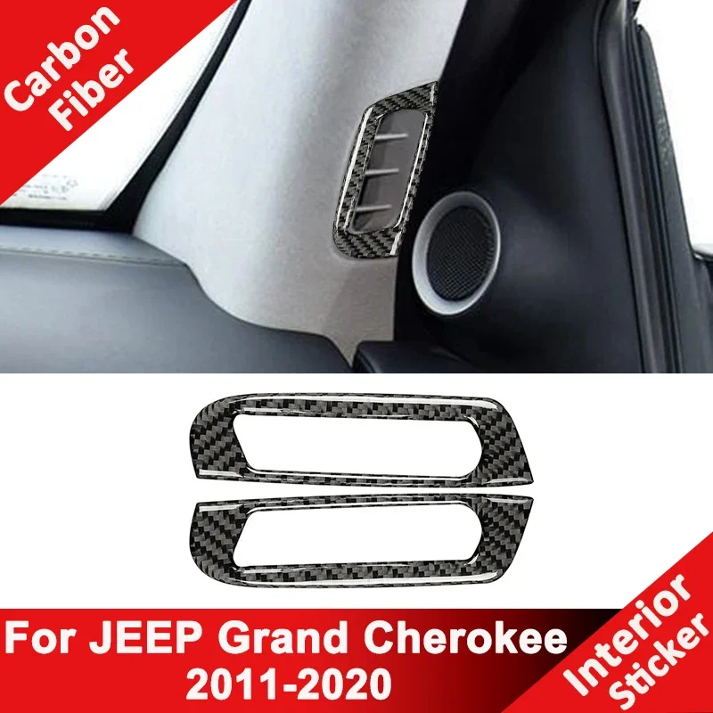 

For JEEP Grand Cherokee 2011-2020 Carbon Fiber Car A-Pillar Air Outlet Vent Frame Decoration Sticker Interior Accessories