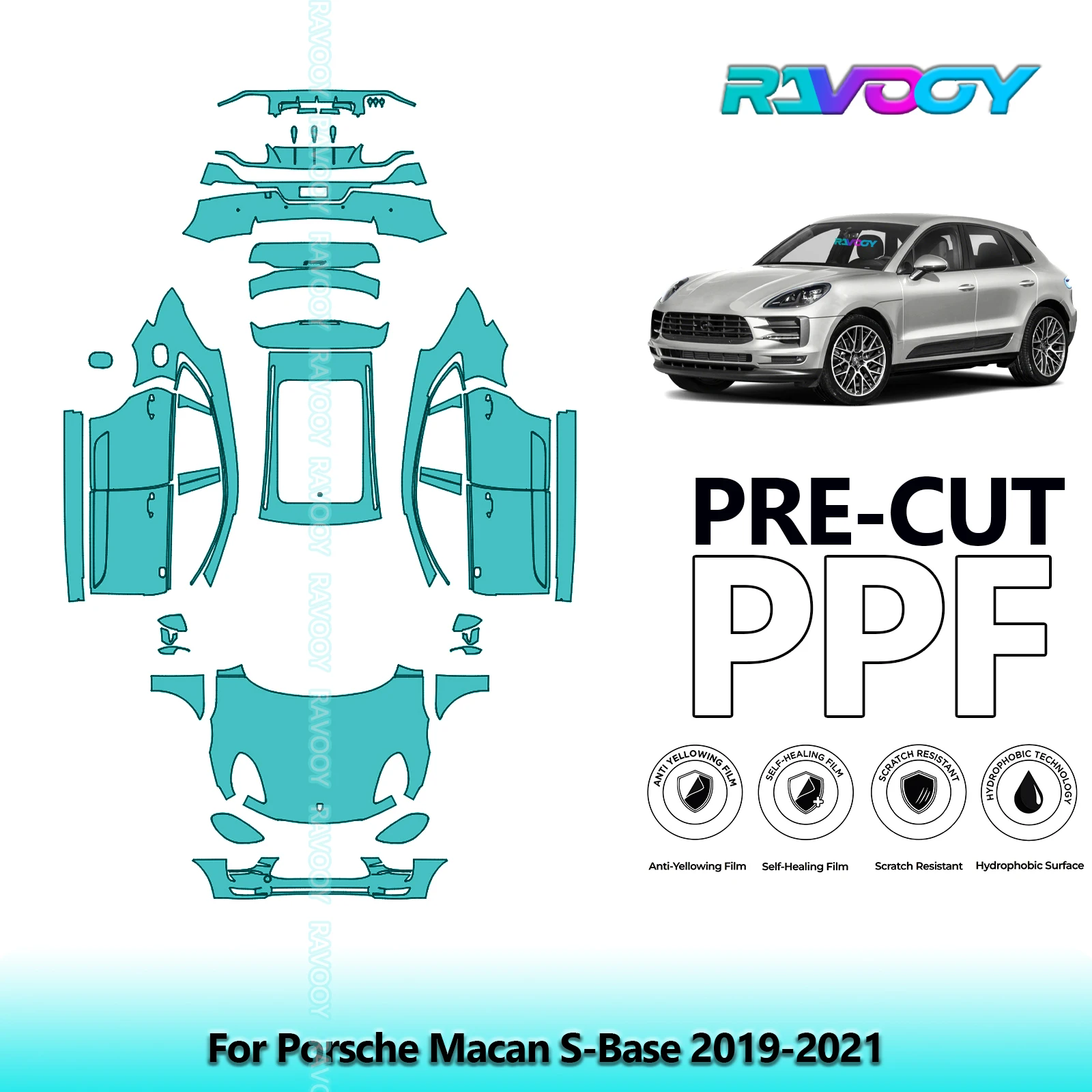 

For Porsche Macan S-Base 2019-2021 Full Vehicle Clear Bra 8.5Mil Precut PPF Paint Protection Film