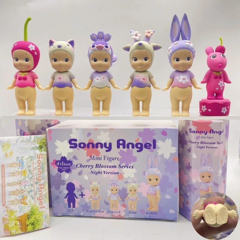 

New Sonny Angel Blind Box Mini Figure Cherry Blossom Series Night Version Rabbit Surprise Tideplay Fans Toy Cure Doll Lucky Gift