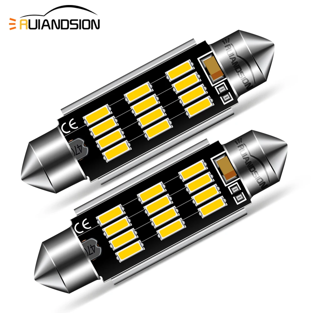 

2PCS Festoon 31/33/36/39/41/44mm C5W C10W Super White 4014 LED Bulbs Car Dome Light Canbus Auto Interior Reading Lamp 12V 24V
