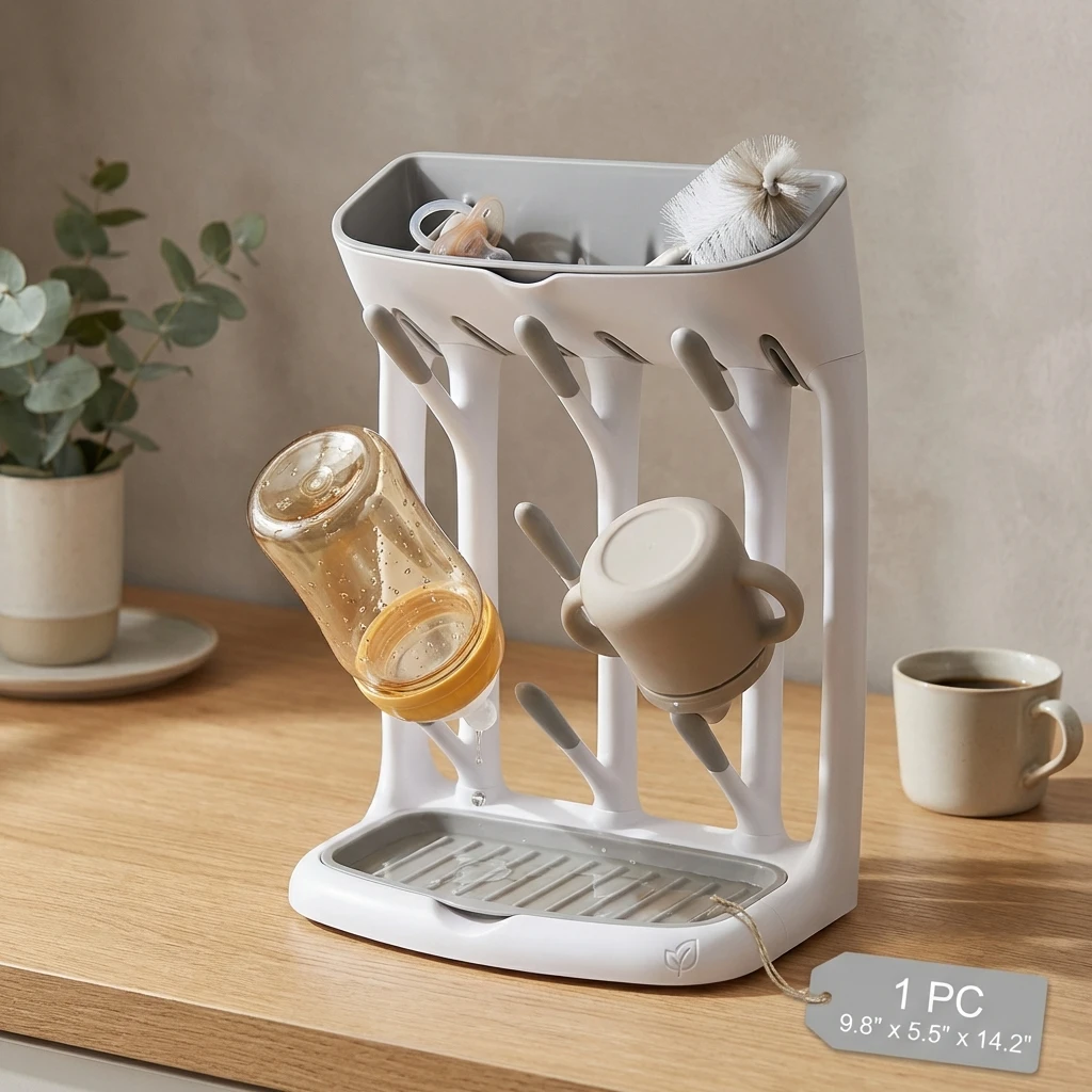 Baby Bottle Drying Rack Vertical Bottle Dryer Rack Holder Organizer Space Saving Standing Drying Rack for Baby Bottles and Cup