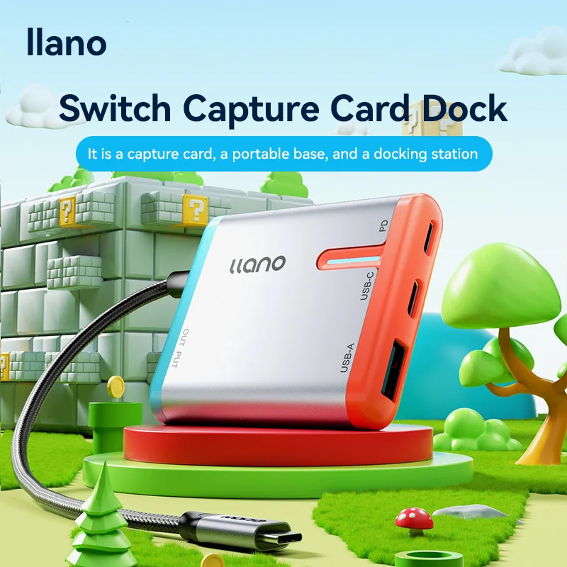 llano for Switch Video Capture Card Portable Switch Dock for Nintendo Switch Live Streaming Gaming USB 3.0 1080P 60Hz Video Reco