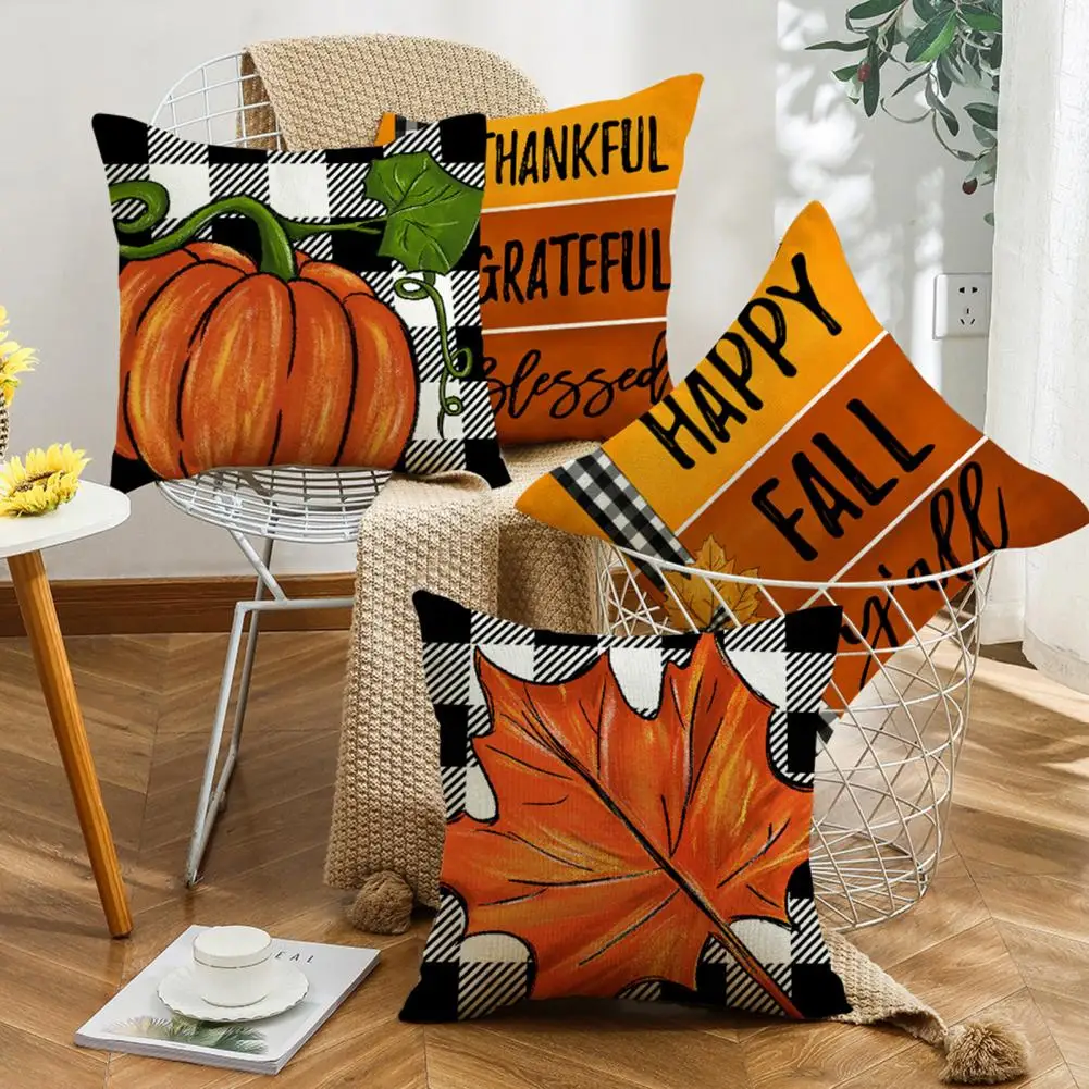 

Sofa Pillow Cases Soft Pillow Cases Pillow Perfection 4 Cozy Halloween Pumpkin Print Linen Cushion Covers for Modern