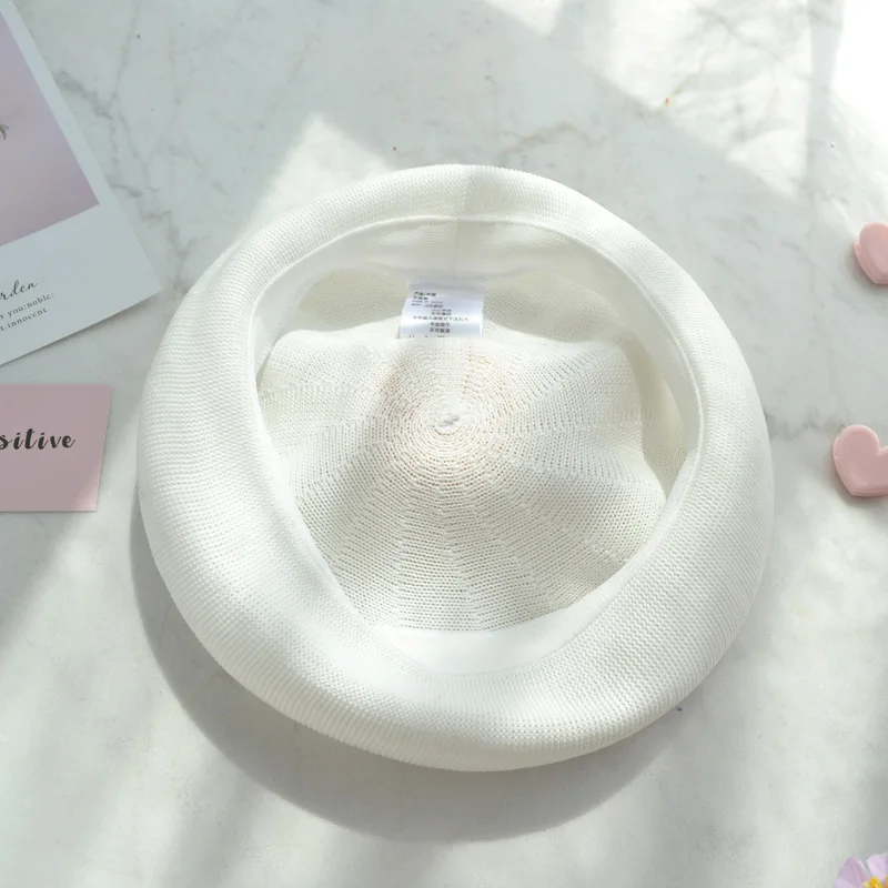 New Japanese Handmade Egg Outdoor Beret for Women Spring and Summer Thin Breathable Creative Cute Egg Yolk Painter Hat Casquette