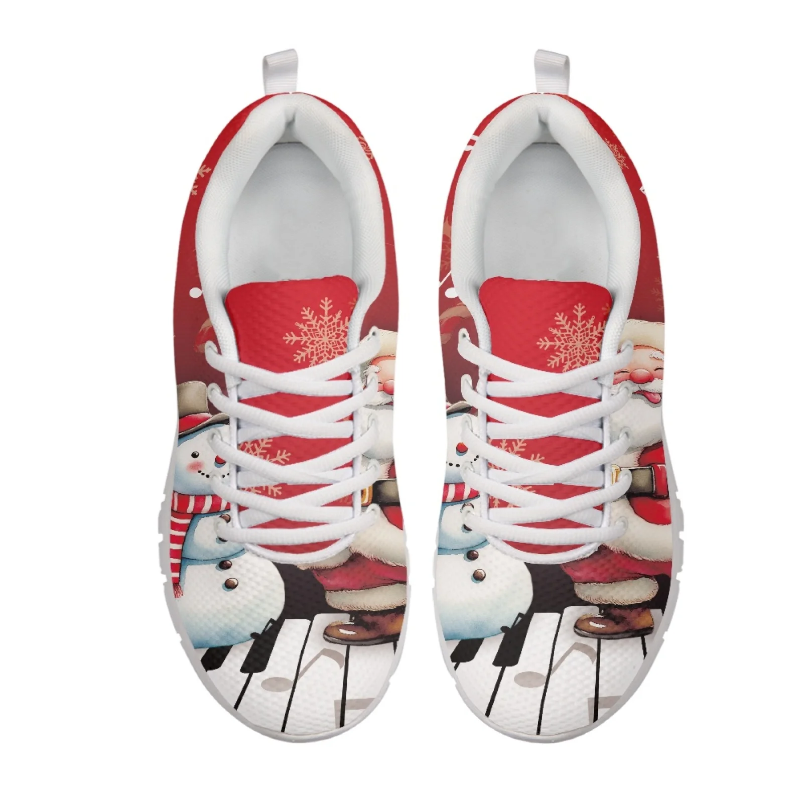 Coloranimal Santa Snowman Print Breathable Sports Gym Jogging Athletic Shoes for Men Mesh EVA Sole Running Sneakers New Design