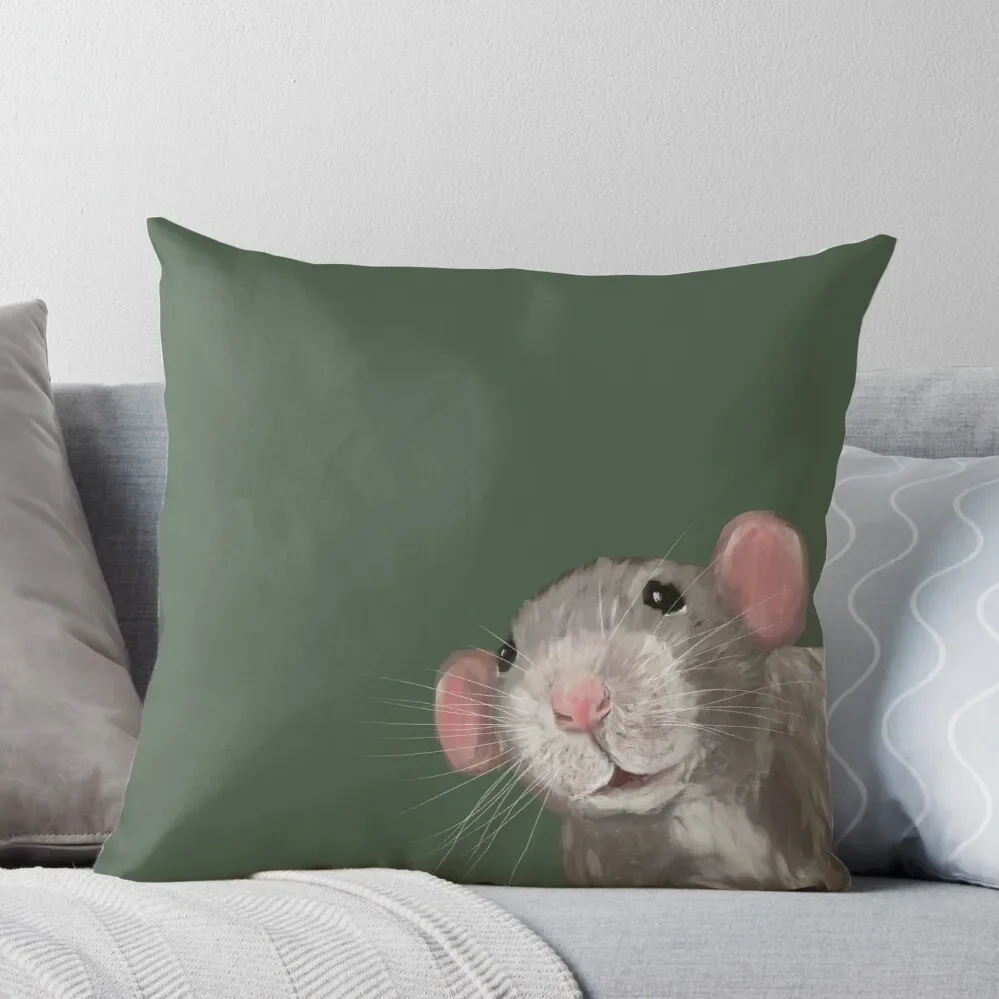 

The Peeking Rat (Green) Throw Pillow Pillow Cases Decorative Pillows Aesthetic