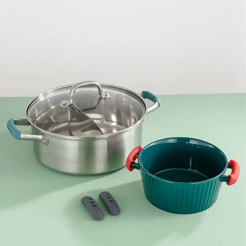 Silicone Pot Handle Cover Heat Insulation Covers Pot Ear Clip Steamer Casserole Pan Handle Holder Non-slip Kitchen Tool