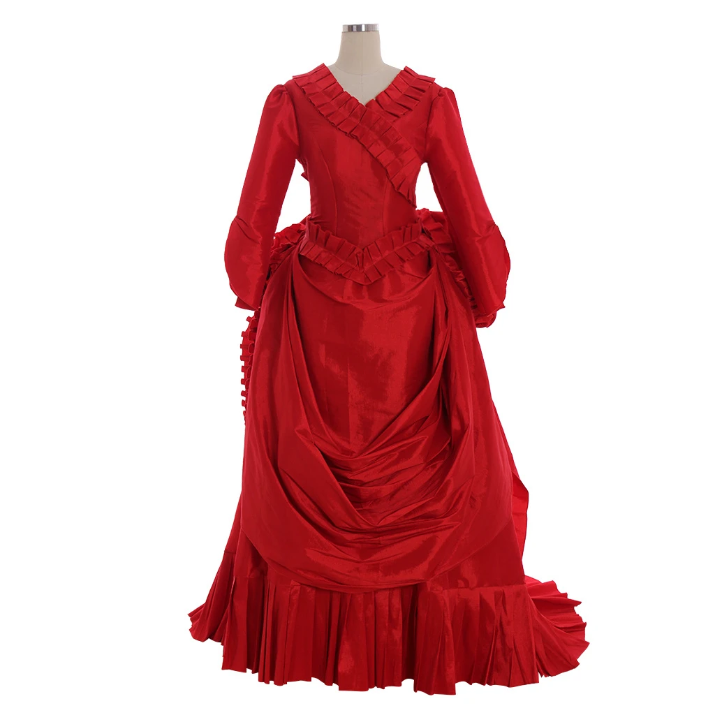 Victorian Custom Made Medieval Bram Stoker's Dracula Women Red Fancy Dress Marie Antoinette Baroque Ball Gown Dress