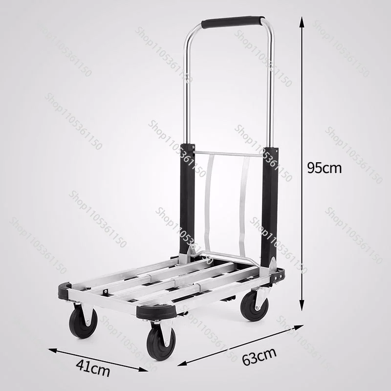 Household folding flatbed four-wheeled mute trolley portable trolley luggage cart pull truck trailer truck