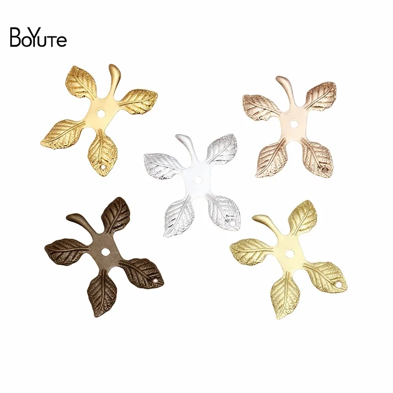 

BoYuTe (100 Pieces/Lot) 21*18MM Metal Brass Leaf Plate Materials Diy Jewelry Making Accessories