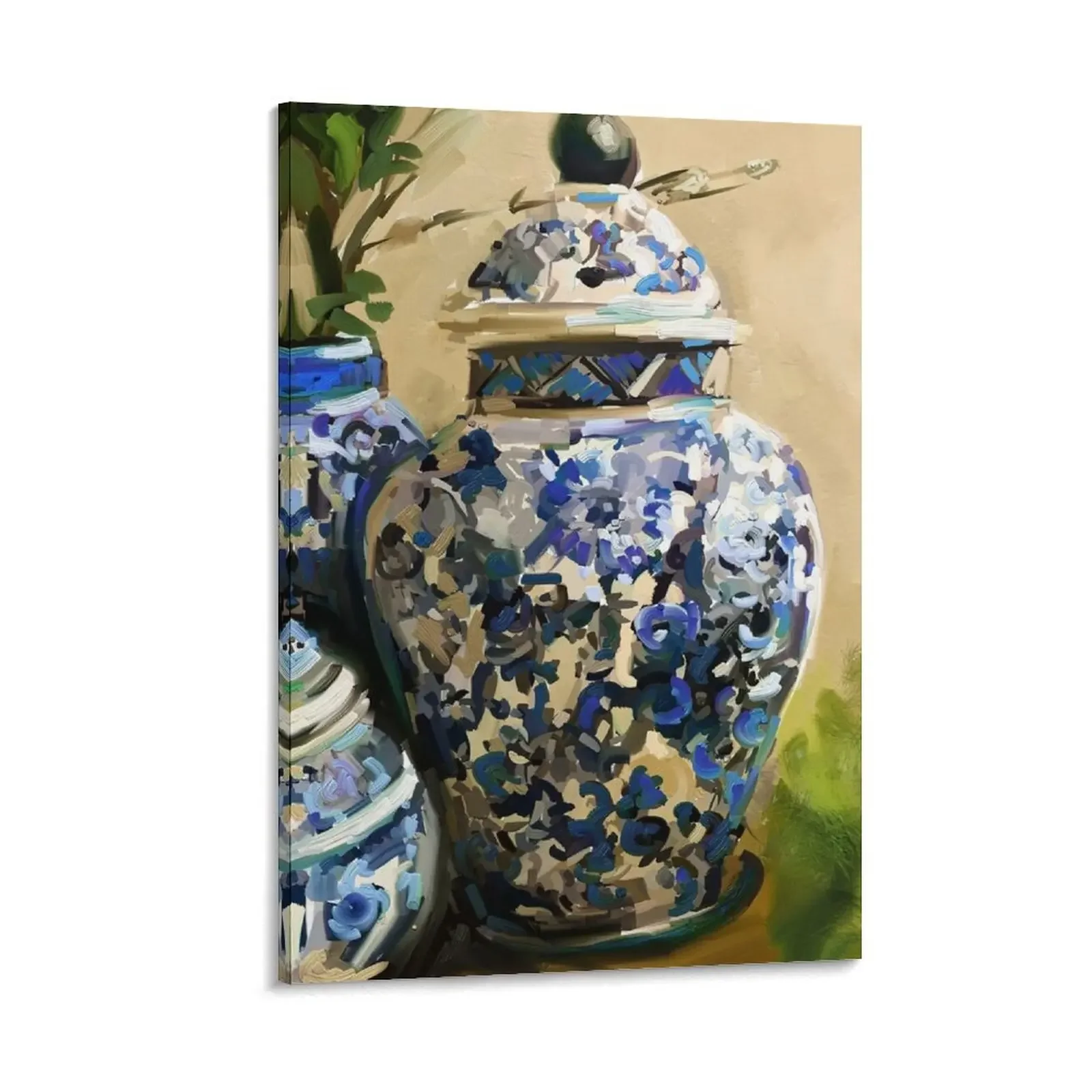 

Blue White Ginger Jar Still Life Oil Painting Canvas Painting wall decor anime figure