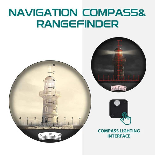 Imagen 2 del producto Binoculares 10x50 telescopio militar marino adultos impermeable con telémetro brújula BAK4 prisma HD observación de aves para caza