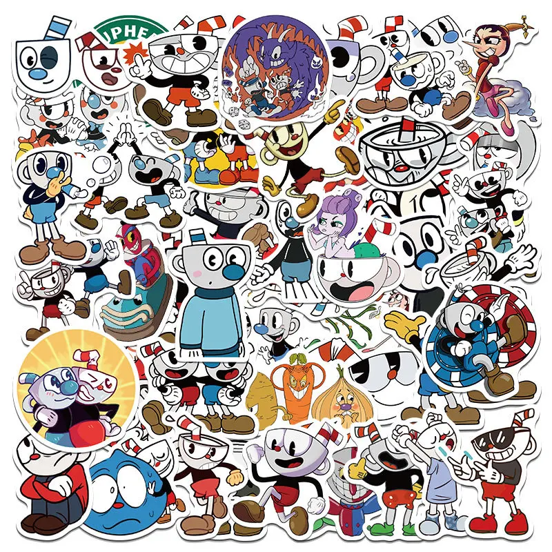 100Pcs Game Cuphead Mugman Graffiti Stickers DIY Skateboard Laptop Phone Fridge Stationery Waterproof Cartoon Decals