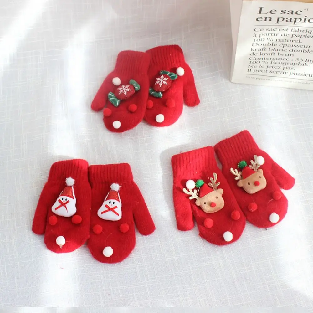 

Зимний и осенний подарок для взрослых, рождественские варежки с принтом лося и Санта-Клауса, женские вязаные перчатки, перчатки с длинными пальцами