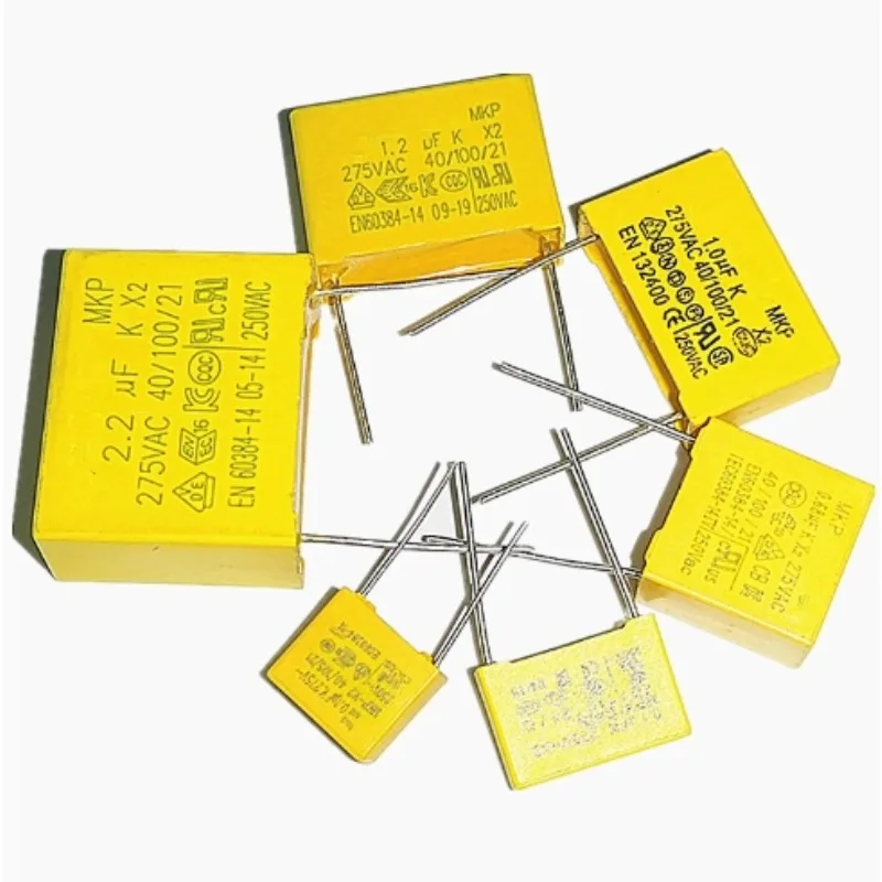 Capacitor de segurança X2, iniciando Microfarad, 275V, 1UF, 1,2 UF, 1,5 UF, 2,2 UF, 0,1 0,68 0,82 UF