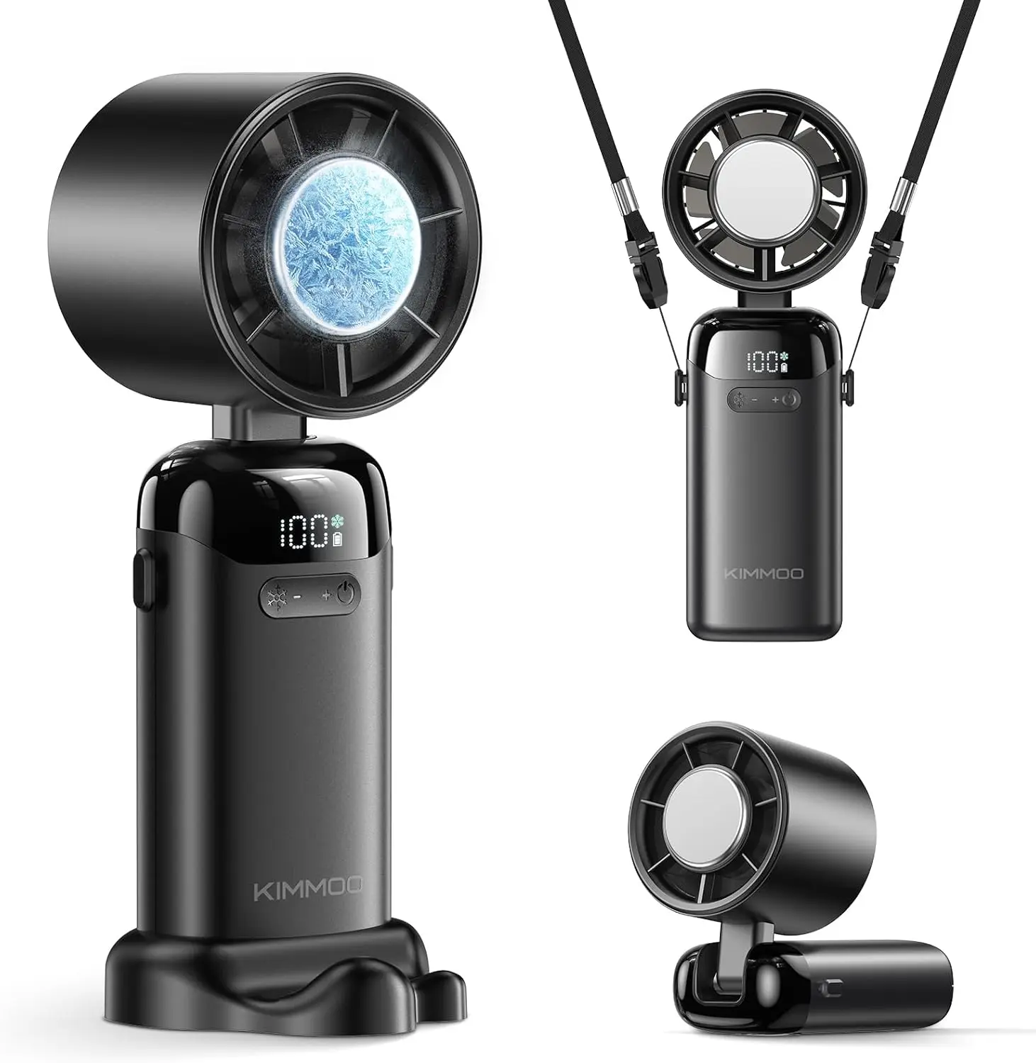 

Portable Turbo Fan with Ice Cooler, 21000 RPM, 199 Speeds, 14Hrs Battery, 3-in-1 Handheld/Desktop/Neck Fan